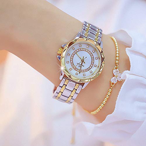 Kiboule Relógio de moda feminino com caixa de metal pulseira analógico relógio de pulso brilhante di