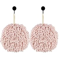 Fuzzy Ball Set 2 Asciugamani In Ciniglia Morbida - Assorbenti E Ad Asciugatura Rapida Con Passante, Rosa