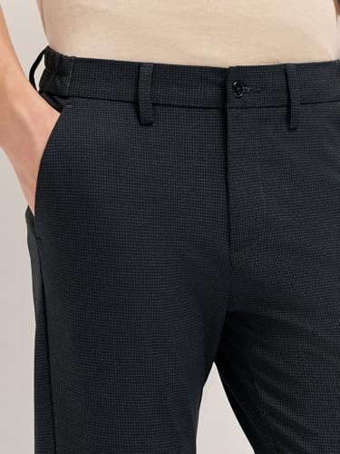 Image of THE BEAR HOUSE Men's Blue Regular Fit Formal Trouser