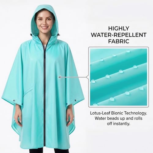 Image of salamra Rain Poncho Jacket - Hooded Waterproof Raincoat with Pocket for Women Men Adults