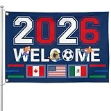 World Cup Decorations Flag 2026 American Canada Mexico Host Country Football Supporters Banner Welcome Soccer Merchandise Accessories,Great Soccer Fans Gifts,5×3 Feet Yard Sign Garden Outdoor Flag