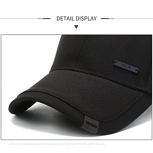 Vintage Cotton Dad Hat With Double Layer Peaks Adjustable Baseball Cap Trendy Trucker Hat For Mens Headwear (Black) #TOP3