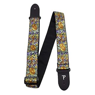 Perri’s Leathers Ltd. – Sangle de Guitare – Nylon – Jacquard – Orange Jaune Floral – Ajustable – Pour Guitares… - Les Beatles, Paul McCartney, John Lennon, RIngo Starr, George Harrison Perri's Leathers Ltd. - Sangle de Guitare - Nylon - Jacquard - Orange Jaune Floral - Ajustable - Pour Guitares… – Image 2