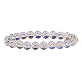 Keleny Aqua Aura Clear Crystal 6mm Round Beads Rock Yoga Stretch Bracelet 7 Inch