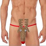 ✔ Besonderes Design: Herren Neuheit Weihnachten Rentier Kostüm Tanga Slips, Unterwäsche, am Verschluss ziehen. Süßes Rentierdesign ist interessanter.