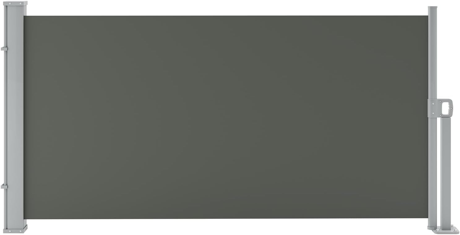 GarveeLife 71"x138" Retractable Side Awning, Double Side Awning with 280g/m² Polyester Fabric, Rainproof and UV-Proof Folding Privacy Screen Privacy Fence, for Deck, Patio, Pools, Grey