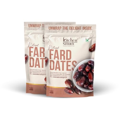 Image of KitchenSmith Fard Dates - Pack of 2 (400gm Each) | Omani Fard Dates No Preservatives & Added Sugar | High Fibre | Energy Health Snacks | Premium Khajoor