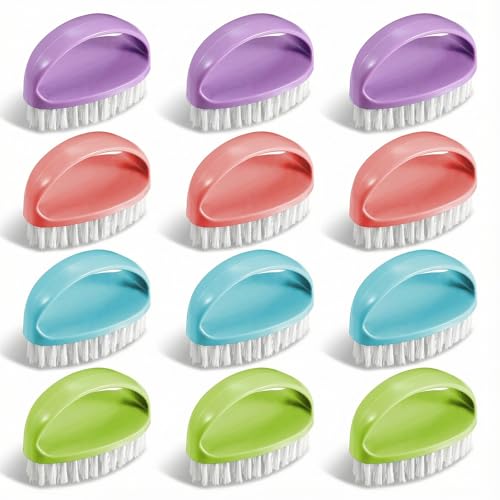 Image of 12 Pcs Small Scrub Brushes, 4 inch Heavy Duty Stiff Bristles Cleaning Brushes, Durable Small Cleaning Brush for Bathroom, Showe, Sink, Kitchen, Bathtub, Floor (4 Colors)
