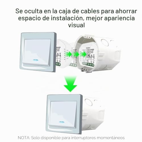 Miniatura 2 de Moes Mini Wifi Módulo Interruptor De Atenuación Led Empotrado Regulador Inteligente, Smart Life App Y Control Remoto Inalámbrico, Soporta Control De Voz De Alexa Google Assistant, Solo Red De 2.4ghz