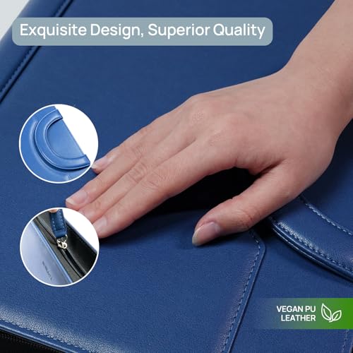 POPRUN Portfolio with Zipper, PU Leather Padfolio Document Organizer with Storage, Professional Business Folder for Meeting Presentation, Includes 50 Sheet Writing Pad, Blue by POPRUN - Image 5