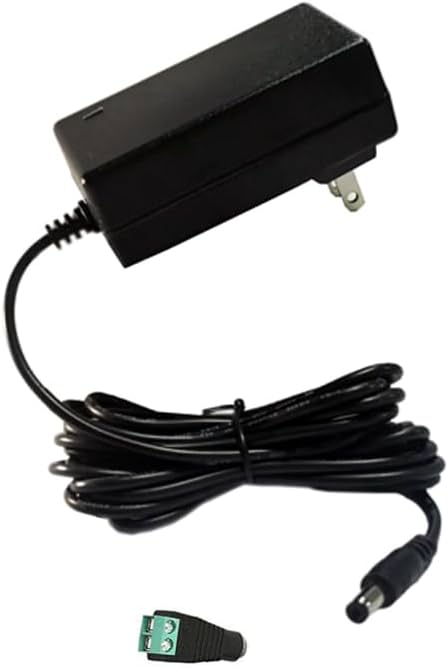 Fuente de alimentación DC de 12V 1.5A, adaptador AC/DC 100-240 50/60Hz a 12 voltios, transformador de 1500mA, cable DC de 10 pies, conector de 5.5mm x 2.5mm (incluye cable de extensión de 10 pies)