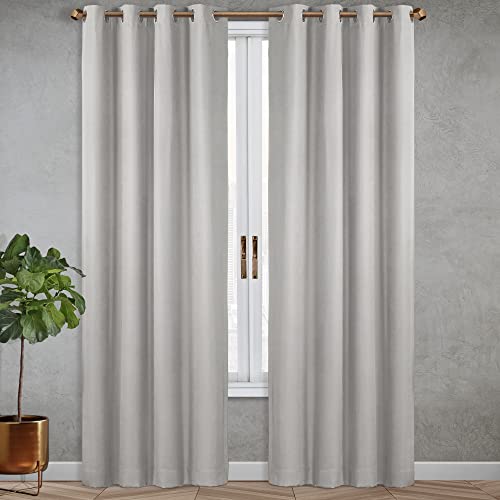 SUN+BLK Nantes Luxury Insulated Total Blackout Grommet Single Curtain Panel, Noise Reducing, Light Blocking, Silver, 52x95