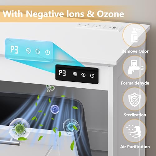 Image of BORNOON Tilt Out Trash Can Cabinet for 2 Bins, Hidden Recycle Garbage Bin Enclosure, Wooden Double Laundry Cabinet with Odor Control, Negative Ion & Ozone, for Kitchen, Bathroom, Laundry Room