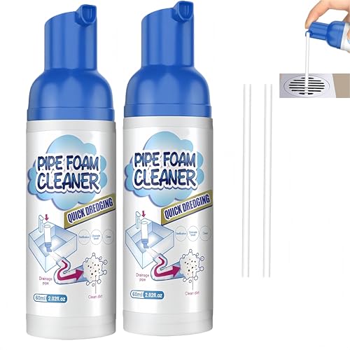 Disgorgante per scarichi, detergente schiumogeno e deodorante per tubi, adatto per lavandini del bagno, cucine e lavabi, con tubo. (2Pezzo)