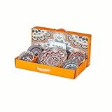 Juego de Platos de cerámica Bohemios (Caja de Regalo de 5 Piezas): Platos Redondos Coloridos para postres y ensaladas, vajilla de Cocina Apta para microondas y lavavajillas.