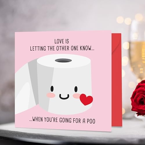 Funny Valentine's Day Card for Him or Her - Valentine's Day Card for Girlfriend, Boyfriend, Husband or Wife - Valentines Cards for Fiance Fiancee - Going For a Poo Joke - View 6