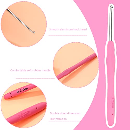 Image of Crochet Hook, 3.0 mm Ergonomic Crochet Hook, Crochets Needles, Ergonomic Handle, Knitting Needles with Soft Handle Beginners and Experienced Crocheting Hobbyists (3.0 mm)