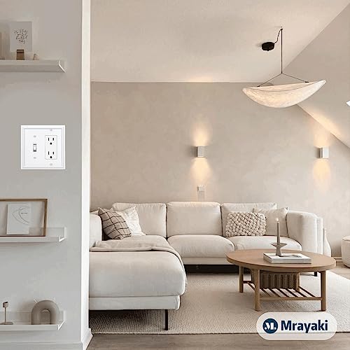 Wall Plates Duplex Outlet Covers, Classic White Light Switch Cover - Natural Bamboo Fiber Electrical Outlet Cover Plate Variety of 13 Styles: Toggle/Combo (2 Gang Decorator/Toggle 2 Pack, White) by Mrayaki - Used condition - Image 7