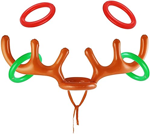 Kerstmis Gooispellen Opblaasbare rendier geweihoed met ringen party plezier voor de hele familie - Image 5