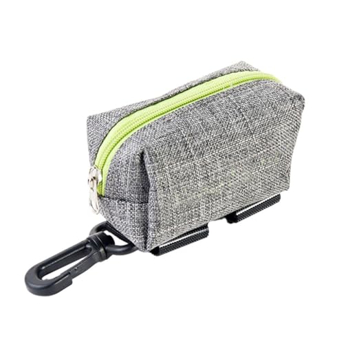 KIXZSAZ Dispensador de Bolsa para popó de Perro práctico y portátil para Limpieza, dispensador Bolsa para popó Mascota poliéster, Soporte para para Perro, Gris con Verde