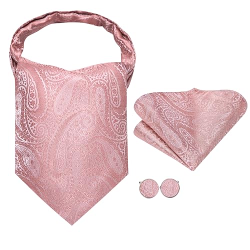 Image of Dubulle Paisley Floral Ascot for Men Self Tie Mens Cravat and Pocket Square Cufflinks Wedding