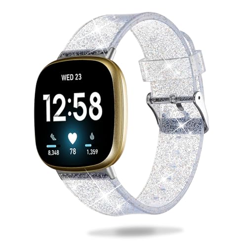Correa de silicona con purpurina para Fitbit pulsera de repuesto brillante 7