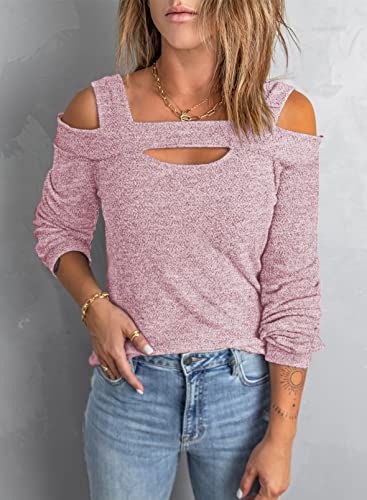 Image of Women Blouses and Tops Black White Colorblock Bell Sleeve Cold Shoulder Top Shirt