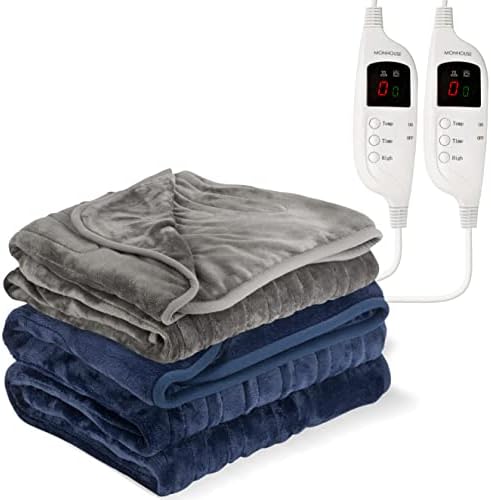 MONHOUSE Heated Throw - Electric Blanket - Digital Controller - Timer up to 9 hours, 9 Heat Settings, Auto Shutoff - Machine Washable - Single 130X160cm - FUR