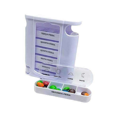 Porta Comprimido Torre com Gavetas para Organização Semanal Remédio
