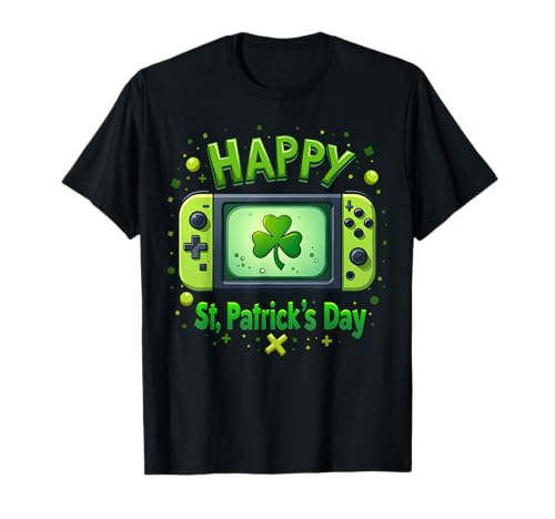 Video Gamer Funny Shamrock Happy St Patrick's Day Niños Hombres Camiseta