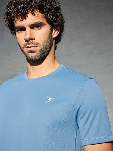Image of TECHNOSPORT Men's 100% Polyester Slim Fit Solid Short Sleeve T-Shirt for Gym, Workout, Sports and Regular Use - Pack of 2