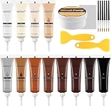 【Colores ricos y completos】 La masilla para restauración de muebles está disponible en los 12 colores más utilizados: blanco, marfil, blanco madera, roble, tronco, amarillo ámbar, coco, teca, caoba, gris, nogal negro, negro. También puede mezclar colores para combinar con sus muebles.