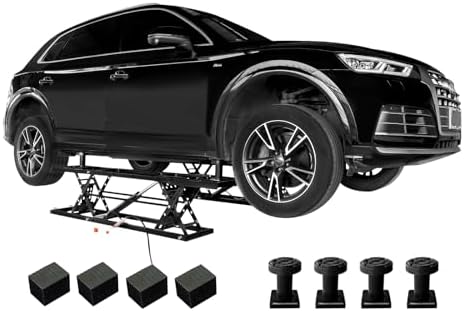 Albott 7000 LBS Portable Car Lift, Heavy Duty Quick Jack with 28" Max Height, Locking Levers & Wheels, Adjustable Scissor Lift for Cars, SUVs, Light Trucks, Garage or Shop Use, Black