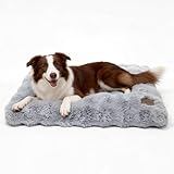 BingoPaw Panier Chien Grande Taille: 90x60x10cm Coussin Chien Déhoussable et Lavable en Machine, Tapis Matelas Lit Imperméable, Tissu Peluche Doux, Gris