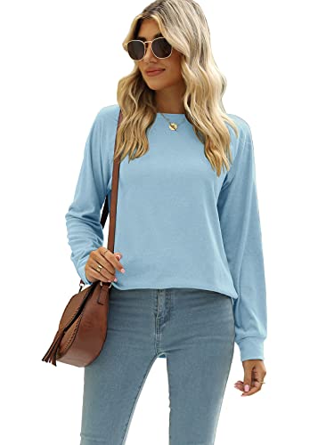 Zupell Oversized Sweatshirts For Women Crewneck Pullover Tops Casual Vintage Light Blue Xl #TOP2