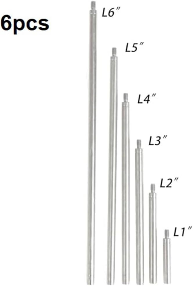 6-Pack Indicator Extension Set, M2.5 Thread Steel Stem, 1-6 Inch Lengths Measurement Tools with Storage Case