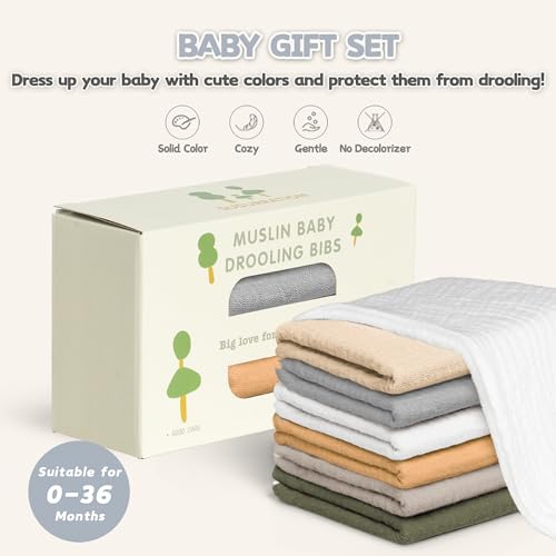 Image of Susurration Muslin Baby Drool Bibs 10Pack Soft Square Adjustable Bandana Bibs for Unisex Baby Girls & Boys