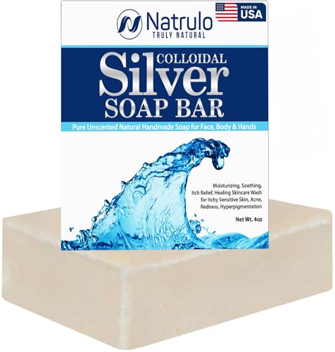 Colloidal Silver Soap Bar 4oz Unscented Natural Handmade in USA Pure Cleanser for Face Body & Hands Cleansing Moisturizing Soothing Itch Relief Wash for Sensitive Skin Acne Hyperpigmentation