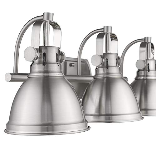 Image of Emliviar 3-Light Bathroom Vanity Light Fixture, Brushed Nickel Finish with Metal Shade, 4054S