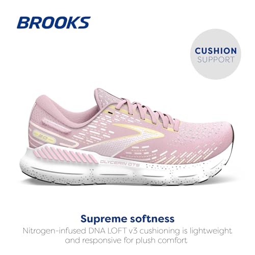 Image of Brooks Women's Glycerin GTS 20 Supportive Running Shoe - Pink /Yellow /White - 7.5 Medium