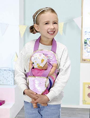 Zapf Creation 831113 BABY born Happy Birthday lila Puppen-Tragesitz für 43cm & 36cm Puppen, mit Wendepailletten und… – Bild 7