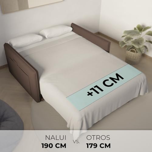 Miniatura 8 de Nalui- Sofa Cama 2 Plazas 3 En 1 Nest 2 139x100x80cm Con Respaldo Ajustable Y 2 Almohadas. Sofa Cama Chaise Longue, Soporta Hasta 240kg. Sofa 2 Plazas Convertible En Cama 120x190cm, Chocolate