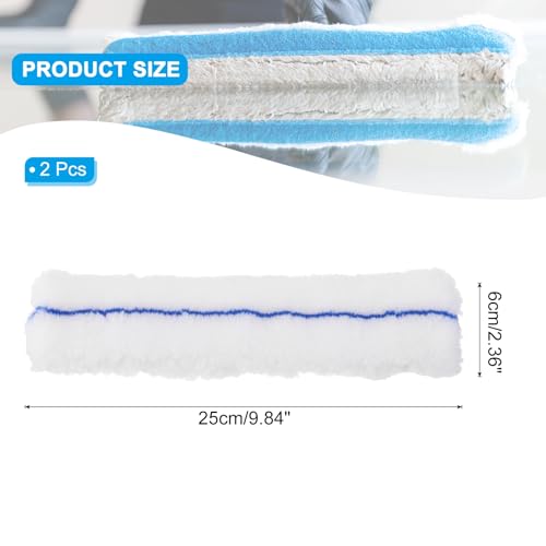 Image of MECCANIXITY Microfiber Scrubber Replacement Head 9.84 Inch for Window Glass Marble Wall Home Bathroom, Blue /White Pack of 2