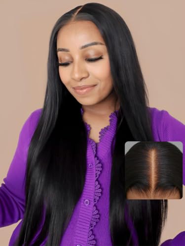 UNICE Silk Straight Pre Everything Frontal Wig 13x4 Ear to Ear Pre Cut Lace Front Wigs Human Hair Bleached Invisible Knots Put on and Go Glueless Wig Human Hair Pre Plucked 18 inch