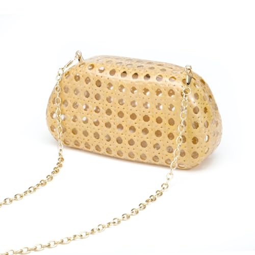 Image of Women Evening Clutch Purse Metal Handle Acrylic Purse Unique Shoulder Bag Causal Handbags for Bride Party Wedding