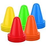 XIHIRCD 20pcs Soccer Cones, 3.15 Inch Mini Practice Cones Sports Cones Field Markers Cones Basketball Cones Training Cones for Outdoor Indoor Basketball Football Footwork Training (5 Colors)