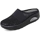 Sawmew Clogs Weiche Hausschuhe Damen Pantoletten Mesh Sabot mit Orthopädisch Luftkissen Atmungsaktiv Plateau Freizeit Sandalen Slipper (Color : Black, Size : 40 (250CM))