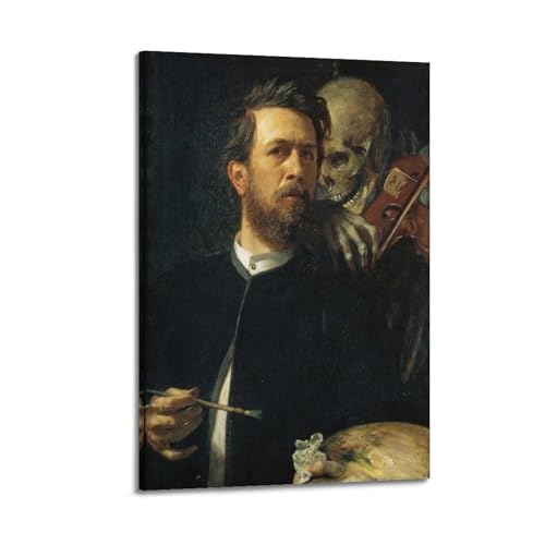 Arnold Bocklin - Póster de autorretrato con la muerte tocando el violín, lienzo para pared, 50 x 75 cm
