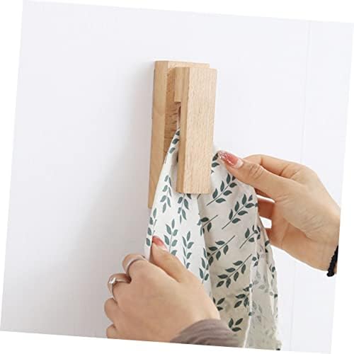Laundry Decor Punch Kitchen Adhesive Wooden Hanger Organizer Rack Free Holder Vintage and Wood Back Wall Rag Entryway Rustic Clothespin Towels Wall-Mounted Cloth Hooks 3pcs