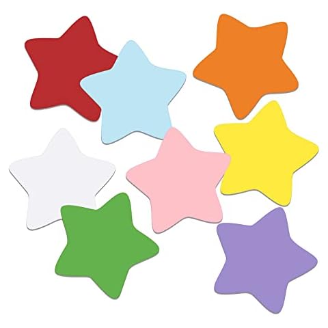 80 pcs Colored Star Shape Cutouts for Classroom, UNIIDECO Bulletin Board Decorations Cardboard Cut Outs, Kid Teachers DIY Crafts Projects Decor Supplies, Cardstock Party Decoration for Wall Cover